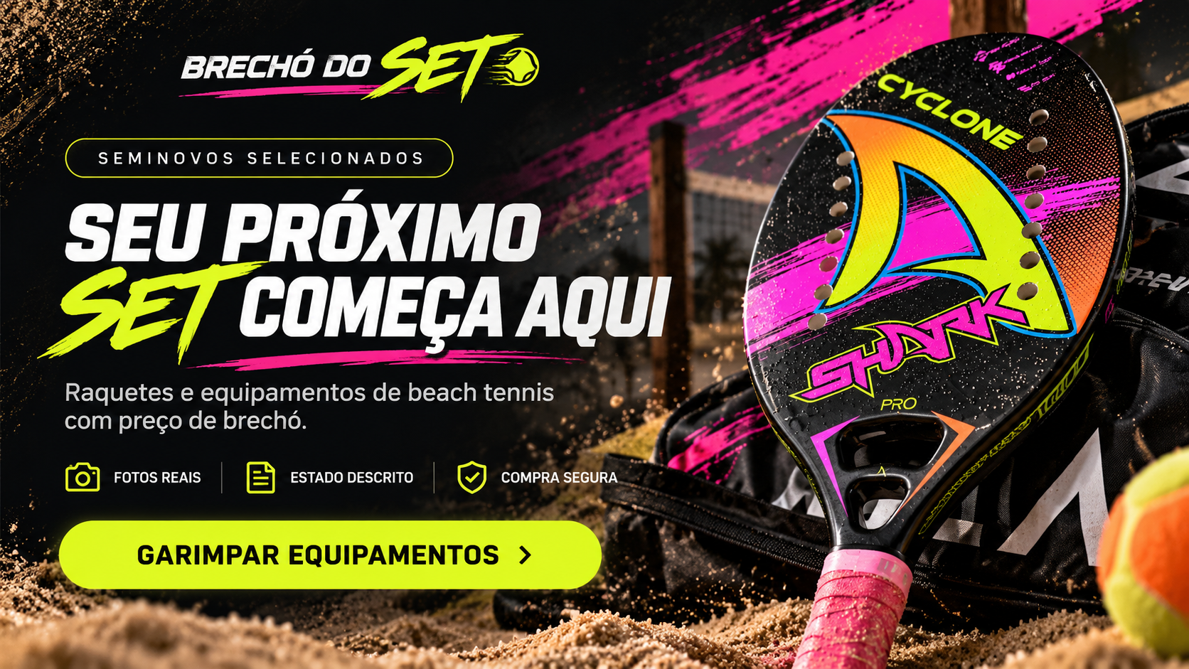 Brechó do Set — Seu próximo set começa aqui. Raquetes e equipamentos de beach tennis com preço de brechó.